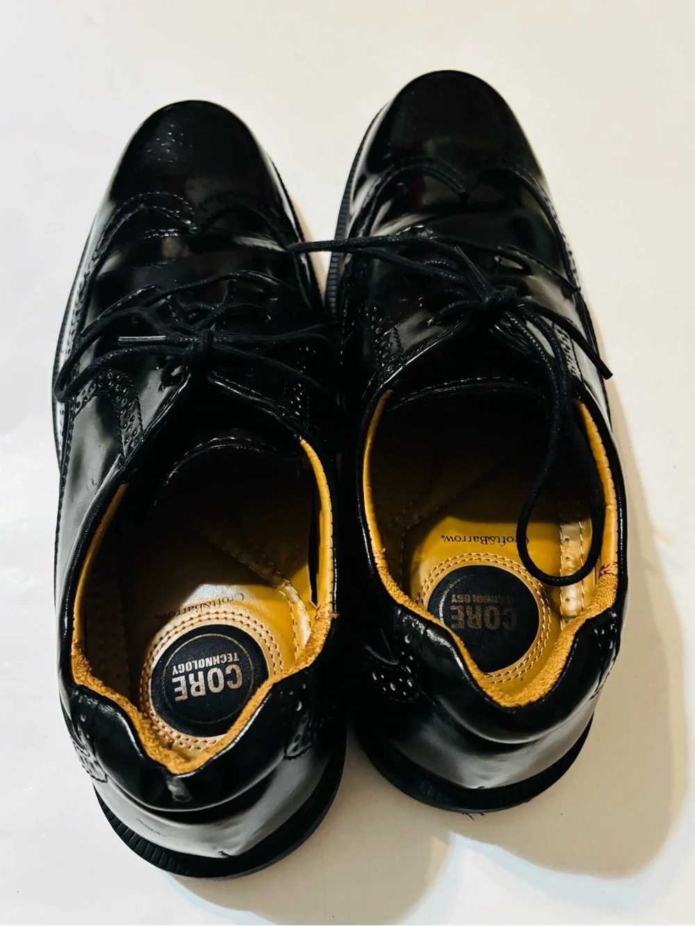 croft & barrow Black Patent Wingtip Oxford Shoes with Yellow Interior